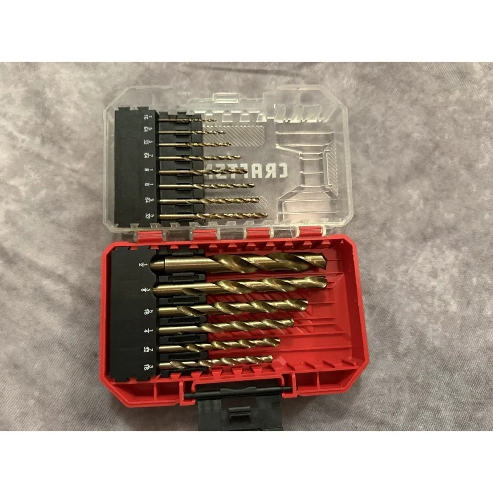 Craftsman 14-Piece Steel Drill Bit Set for Drill, Red/Clear/Black Case